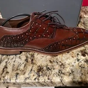 STACY ADAMS MEN’S TOMASELLI SHOE Stacy Adams Tan Burnished Ostrich Printed Leather 25472-240 IS main image 3